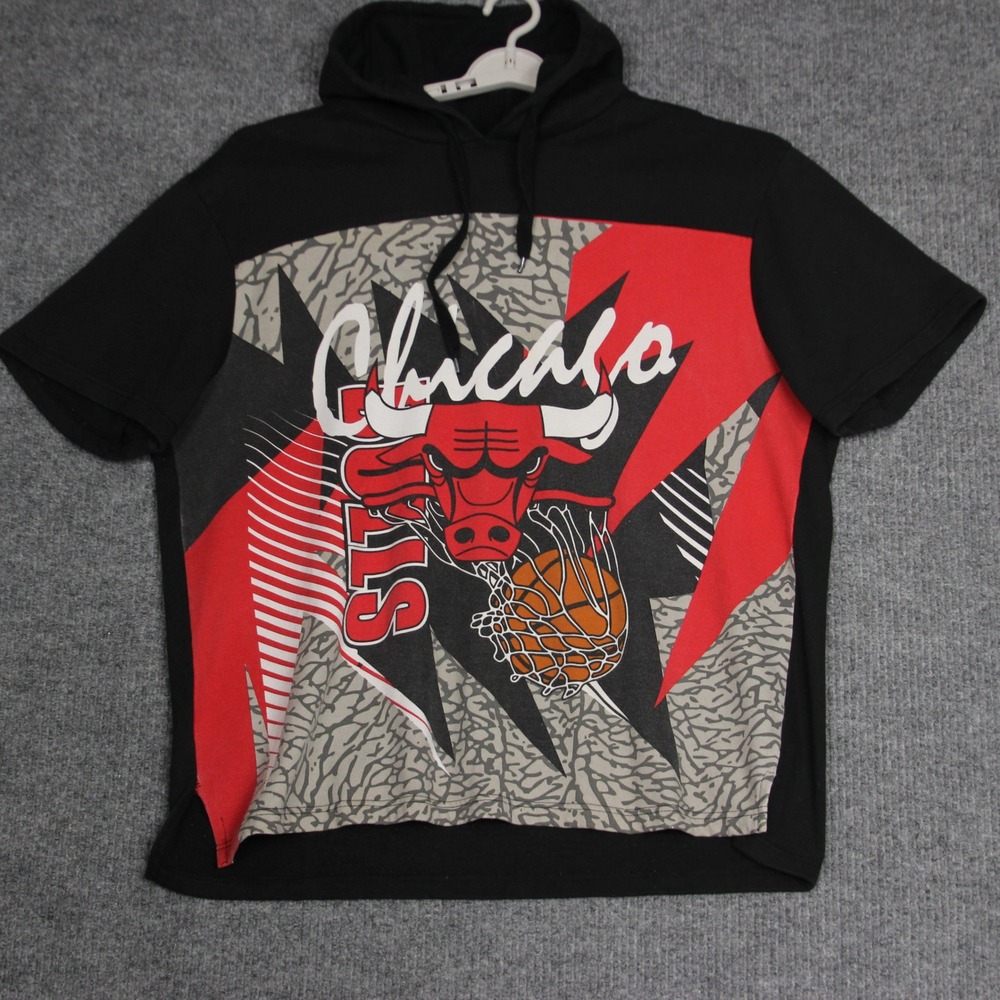 Chicago Bulls NBA‎ Basketball T Shirt Hoodie Red Black Graphic Mens 2XL